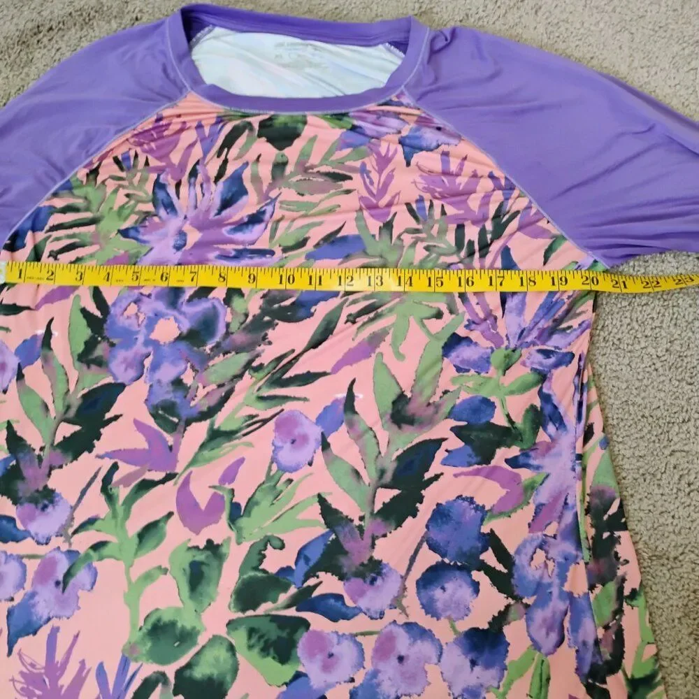 Reel Legends Floral Raglan Performance Rashguard Top Large - Picture 4 of 6